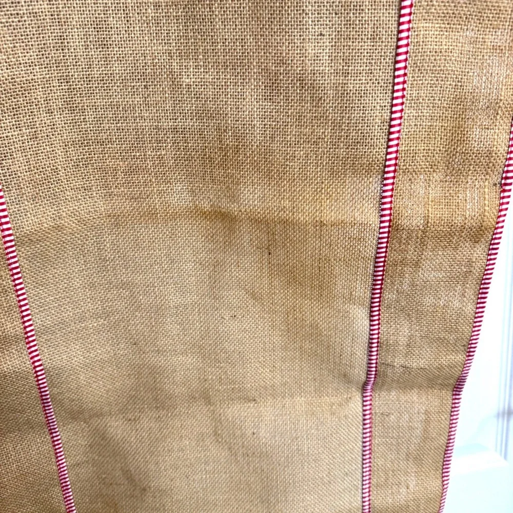 Rustic Jute Burlap Table Runner Red Gingham Check Border 16x72 Farmhouse Decor
